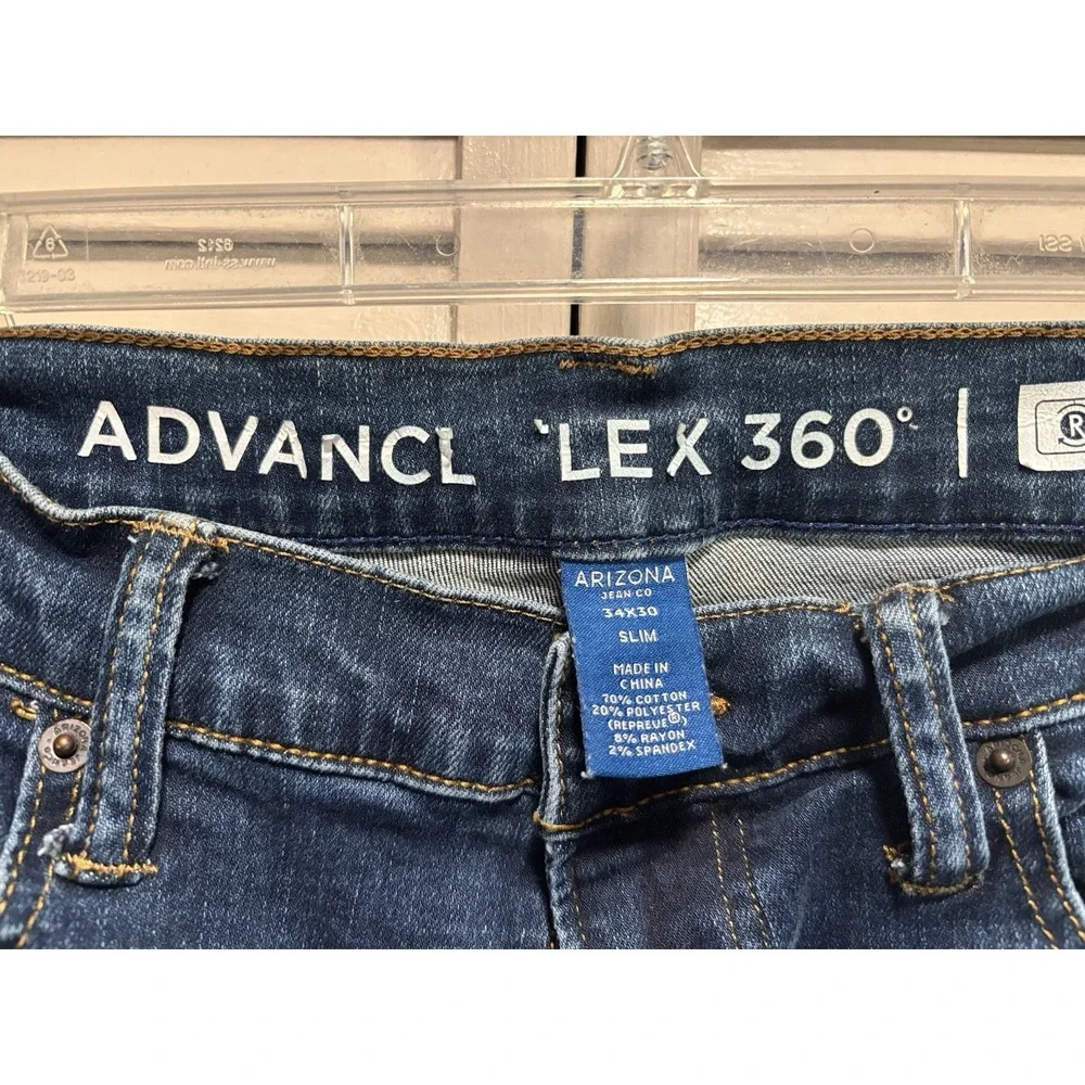 Arizona Adv Flex‎ 360 Slim Fit Leg Med Wash Size 34x30 Low Rise Distressed